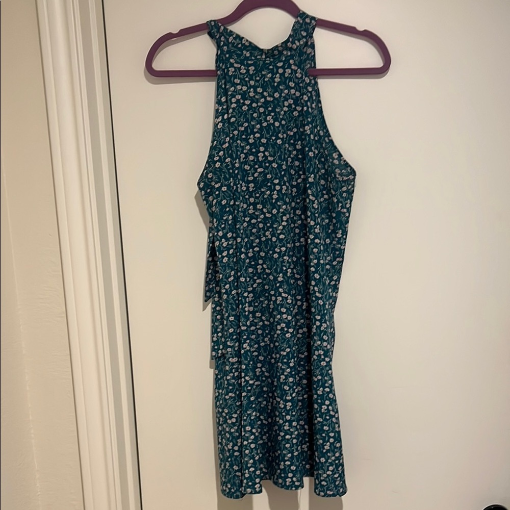 Green Blue Sleeveless Halter Sundress